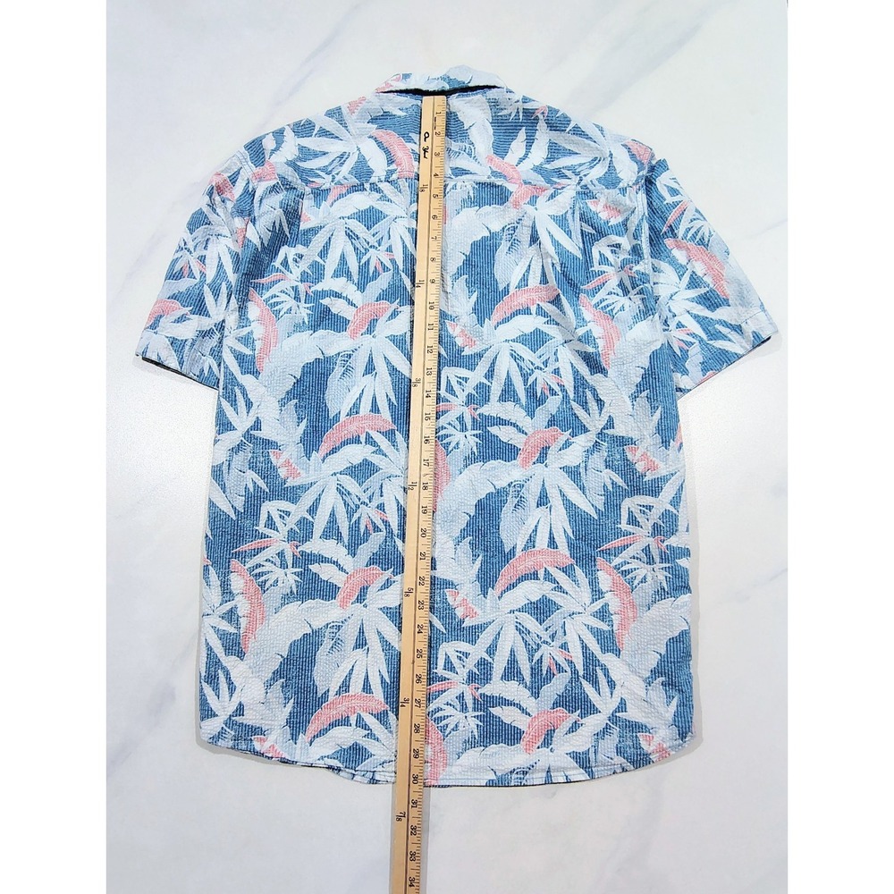 Tommy Bahama Nova Wave Shirt Mens Large Blue Tropical Leaf Cotton Reverse Print - Picture 10 of 11